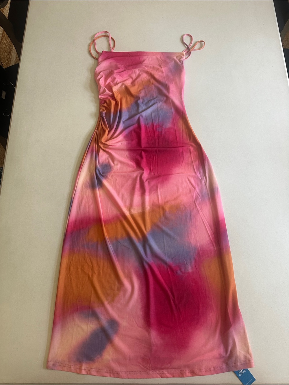 Cupshe Pink Orange Multi Tie-Dye Midi Dress